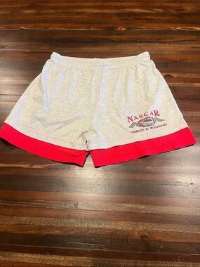 Vintage 90s Nascar Light Gray and Red Athletic Shorts large